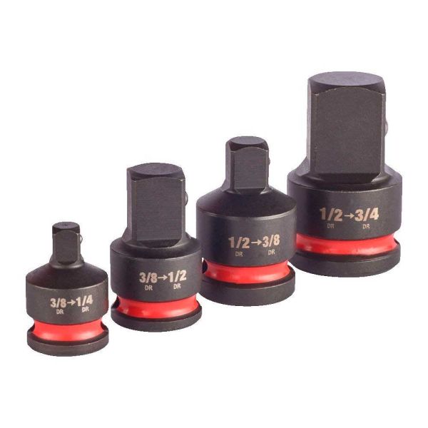Перехідник Milwaukee, набір 4шт, 1/2&quot;-3/4&quot;, 1/2&quot;-3/8&quot;, 3/8&quot;-1/2&quot;, 3/8&quot;-1/4&quot;, для торцевих головок