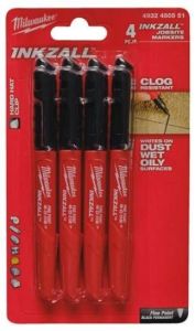 Маркер Milwaukee InkZAll набір 4 шт, водостійкий, чорний