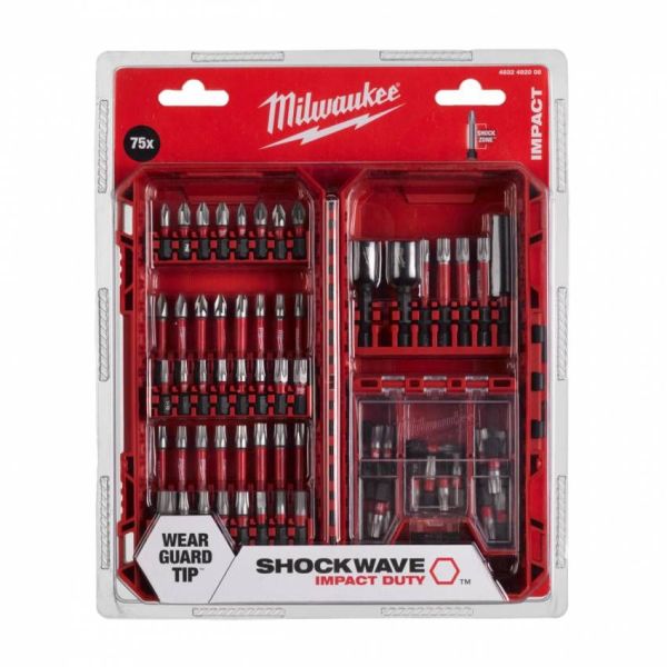 Біти Milwaukee Shockwave, набір 75шт, сталь, кейс