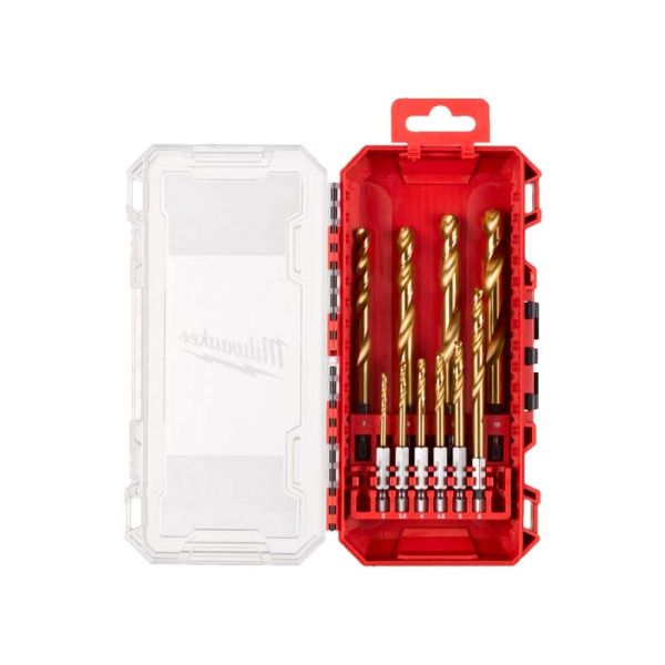 Набір свердел по металу Milwaukee RedHEX Shockwave HSS-TiN, 10шт, 3-10мм, кейс