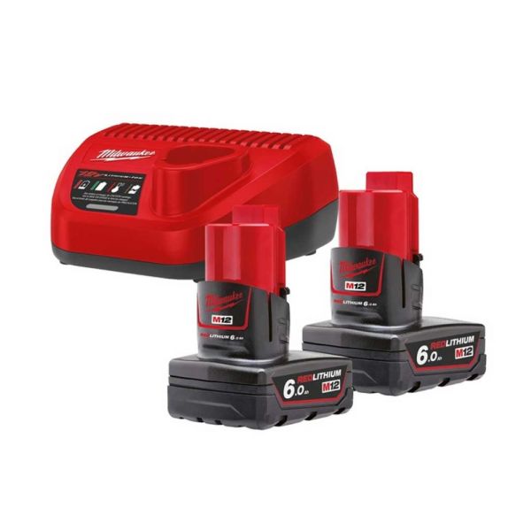 Набір акумулятора та зарядного пристрою Milwaukee NRG-602 12В 2х6А&#183;год Redlithium M12 ЗП С12C
