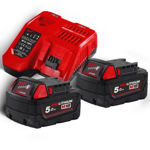 Набір акумулятора та зарядного пристрою Milwaukee M18 NRG-502С 2х5А*год Redlithium M18 ЗП M12-18FC