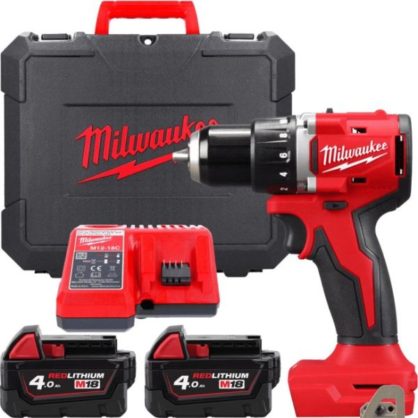 Шурупокрут-дриль акумуляторний Milwaukee M18 BLDDRC-402C 18В 2х4А&#183;год 60Нм 550&#183;1700об/хв ЗП M12-18C кейс 1.5кг
