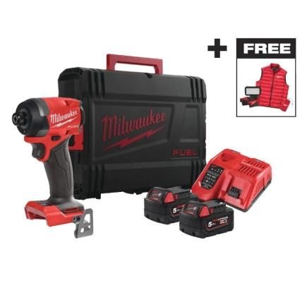 Гвинтоверт ударний акумуляторний Milwaukee M18 FID3MC-502X 18В АКБ 2х5А*год 0-3900об/хв 226Нм 1/4" ЗП M12-18FC TURBO прожектор M18 ALIS-0 жилет кейс 3.4кг
