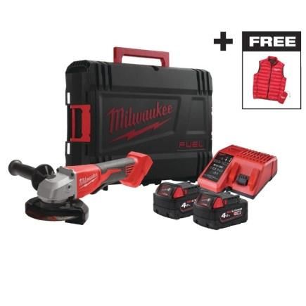 Шліфмашина кутова акумуляторна Milwaukee M18 BLSAG125XPD-402X 125мм 18В 2x4А*год ЗП М12-18С 11000об/хв 2.4кг кейс
