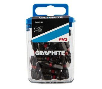 Біти GRAPHITE, набір 20шт, 1/4&quot;, ударні, PH2x25мм, сталь S2