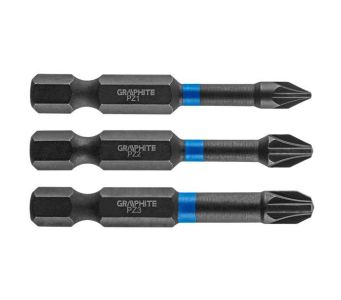 Біти GRAPHITE, набір 3шт, 1/4&quot;, ударні, PZ, 50мм, сталь S2