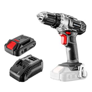 Шурупокрут-дриль акумуляторний GRAPHITE Energy+ 18В 1х2А&#183;год 44Нм 0-350&#183;0-1250об/хв ЗП 1.2кг