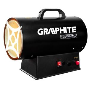 Теплова гармата газова GRAPHITE, акумуляторна 18В, 15кВт, 120м2, 320м3/год, IP24, чорний, 5кг