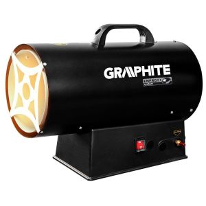 Теплова гармата газова GRAPHITE, акумуляторна 18В, 30кВт, 200м2, 500м3/год, IP24, чорний