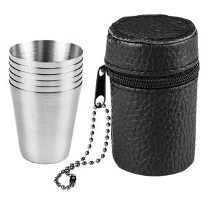 Стакани туристичні Neo Tools, 6 шт, 30мл, нержавіюча сталь, чохол