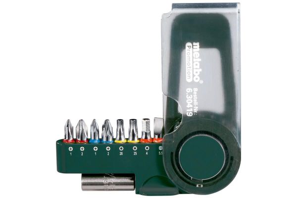 Біти Metabo Promotion, набір 9шт, 1/4&quot;, магнітний бітотримач, SL,PH,PZ,H,T, 25мм, сталь S2, кейс