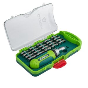 Біти Verto, набір 21шт, 1/4&quot;, бітотримач реверсний, SL,PH,PZ,H,T,TX, 25мм, кейс