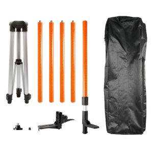 Штатив та віха Neo Tools, 3.7м, 1/4&quot; та 5/8&quot;, алюмінієвий, вбудований рівень, шкала з поділками