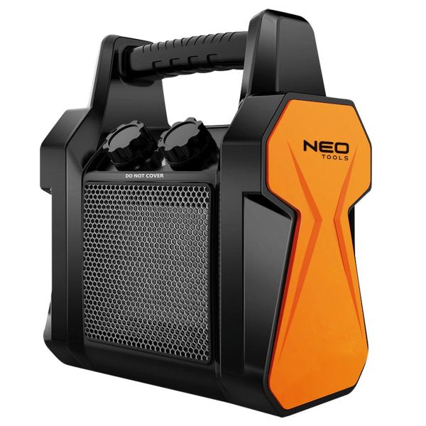 Теплова гармата електрична Neo Tools, 2кВт, 20м2, 139м3/год, керамічний нагрів. елемент (PTC), переносна, чорний, 1.46кг