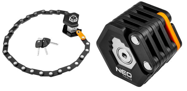 Замок протиугінний Neo Tools складаний, цинковий сплав + ABS пластик, 3 ключі, 78см, 0.62кг