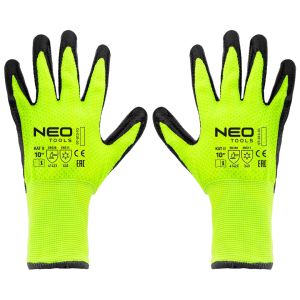 Рукавички робочі Neo Tools, утеплені, латексне покриття, поліестер, р.10, зелено чорні