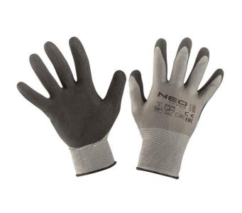Рукавички робочі Neo Tools, латексне покриття, поліестер, р.9, сірий