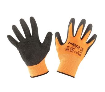 Рукавички робочі Neo Tools, латексне покриття, поліестер, р.10, помаранчевий