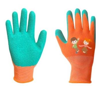 Рукавички робочі дитячі Neo Tools, латексне покриття, поліестер, дихаюча верхня частина, малюнок, р.5, помаранчевий