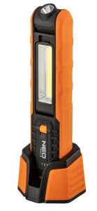 Ліхтар інспекційний акумуляторний Neo Tools, 2600мА&#183;год, 500лм, 5+1Вт, база+ЗП, індикатор заряду, гачок, магніт, IP20