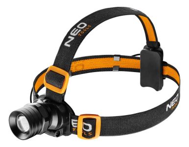 Ліхтар налобний на батарейках Neo Tools, AAAх3, 250лм, 3Вт, 3 функції освітлення, зум