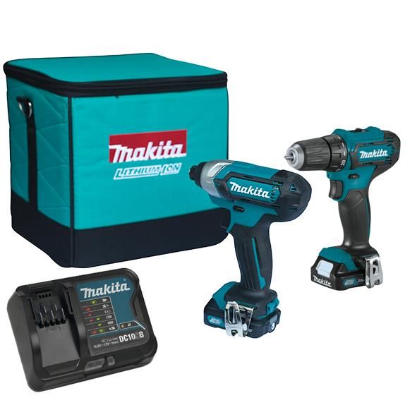 Набір із двох акумуляторних інструментів Makita CLX224SA CXT 12В дриль-шурупокрут DF333D гвинтоверт TD110D акб 2х2А*год сумка