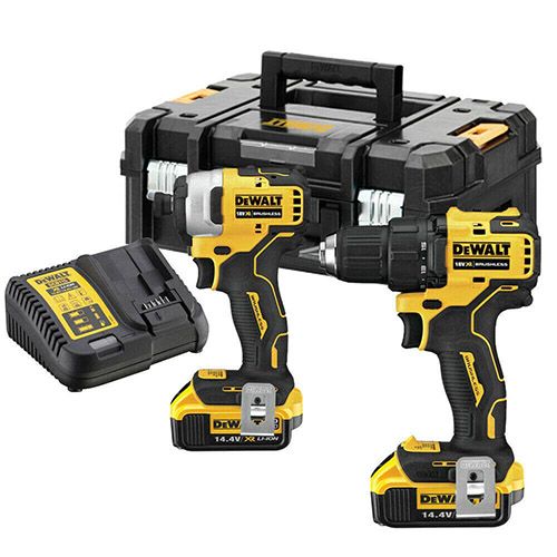Набір із двох акумуляторних інструментів DeWalt безщіткових дриль-шурупокрут DCD709 шурупокрут ударний DCF809 акб 2х4А*год ЗП кейс 6.5кг