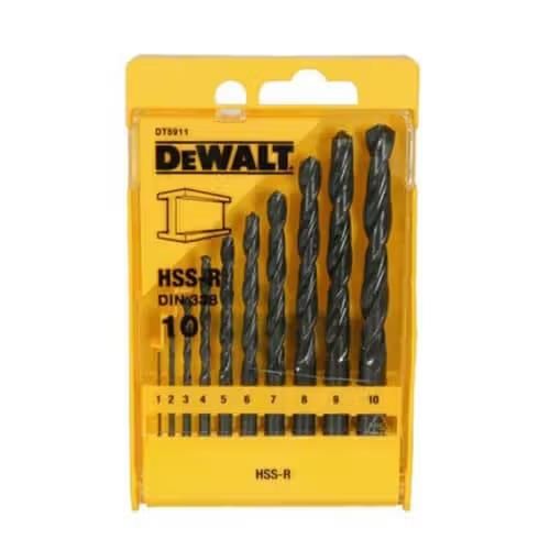 Набір свердел по металу DeWalt HSS-R, 10 шт, 1-10мм, кейс
