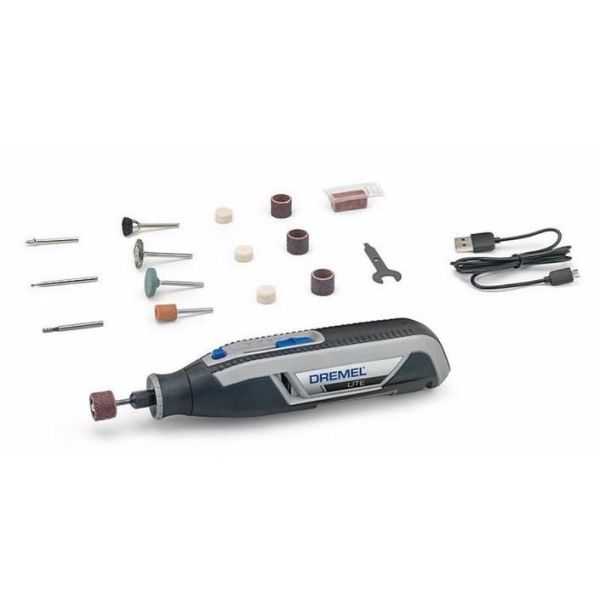 Шліфмашина шліфувально-гравірувальна акумуляторна Dremel 7760-15 3.6В 1х2А&#183;год 8000-25000об/хв 15 насадок 195см ЗП USB 0.27кг