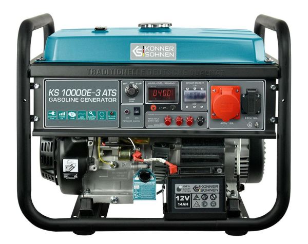 Генератор бензиновий Konner&amp;Sohnen KS 10000E-3, 400В, 7.5кВт, 3 фази, АВР (ATS), електростартер, 89.2кг