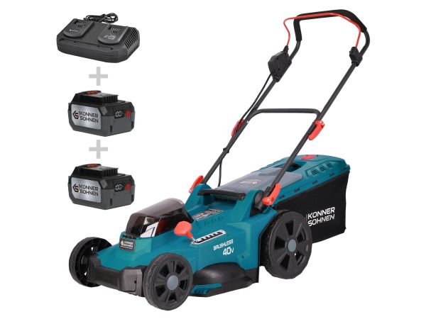 Газонокосарка акумуляторна Konner&Sohnen KS 43LM-40V 40В(20+20) акб 2х4А*год 43см 50л 25-75мм 15.5кг