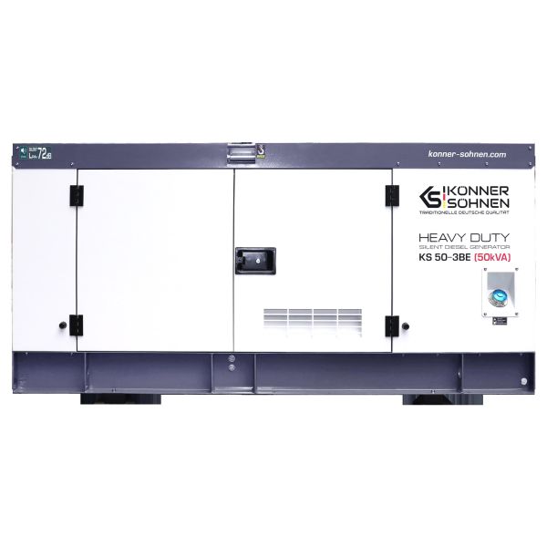 Генератор дизельний Konner&Sohnen KS 50-3BE, 230/400В, 3 фази, 50/45кВА, 72.2А, електростартер, ATS, передстартовий підігрів, IP54, двигун Baudouin, 866кг