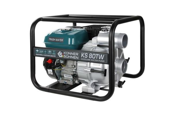 Мотопомпа бензинова Konner&amp;Sohnen KS 80TW для брудної води, 66м3/ч (1100л/хв), 7.0к.с, 35кг