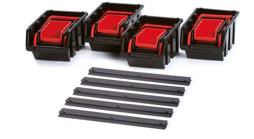 Панель підвісна з набором контейнерів для зберігання Kistenberg KST16, 5 панелей 38.6*0.8*4.3см, 16 контейнерів, пластик