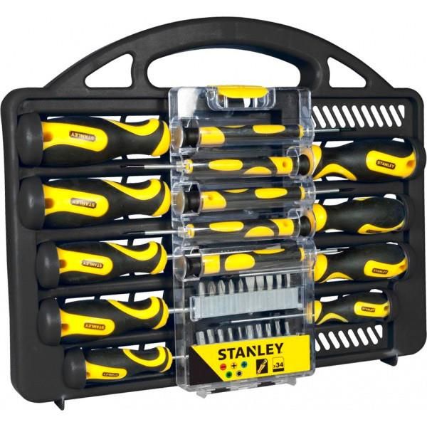 Викрутки Stanley набір 34шт, бітотримач 1/4", 20 біт, SL,PH,PZ,Torx, кейс