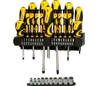 Викрутки Stanley набір 47шт, 20 біт, SL,PH,Torx,H, 10 торцевих головок