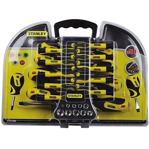 Викрутки Stanley набір 51шт, 21 біта, SL,PH,Torx,H, 9 торцевих головок, кейс